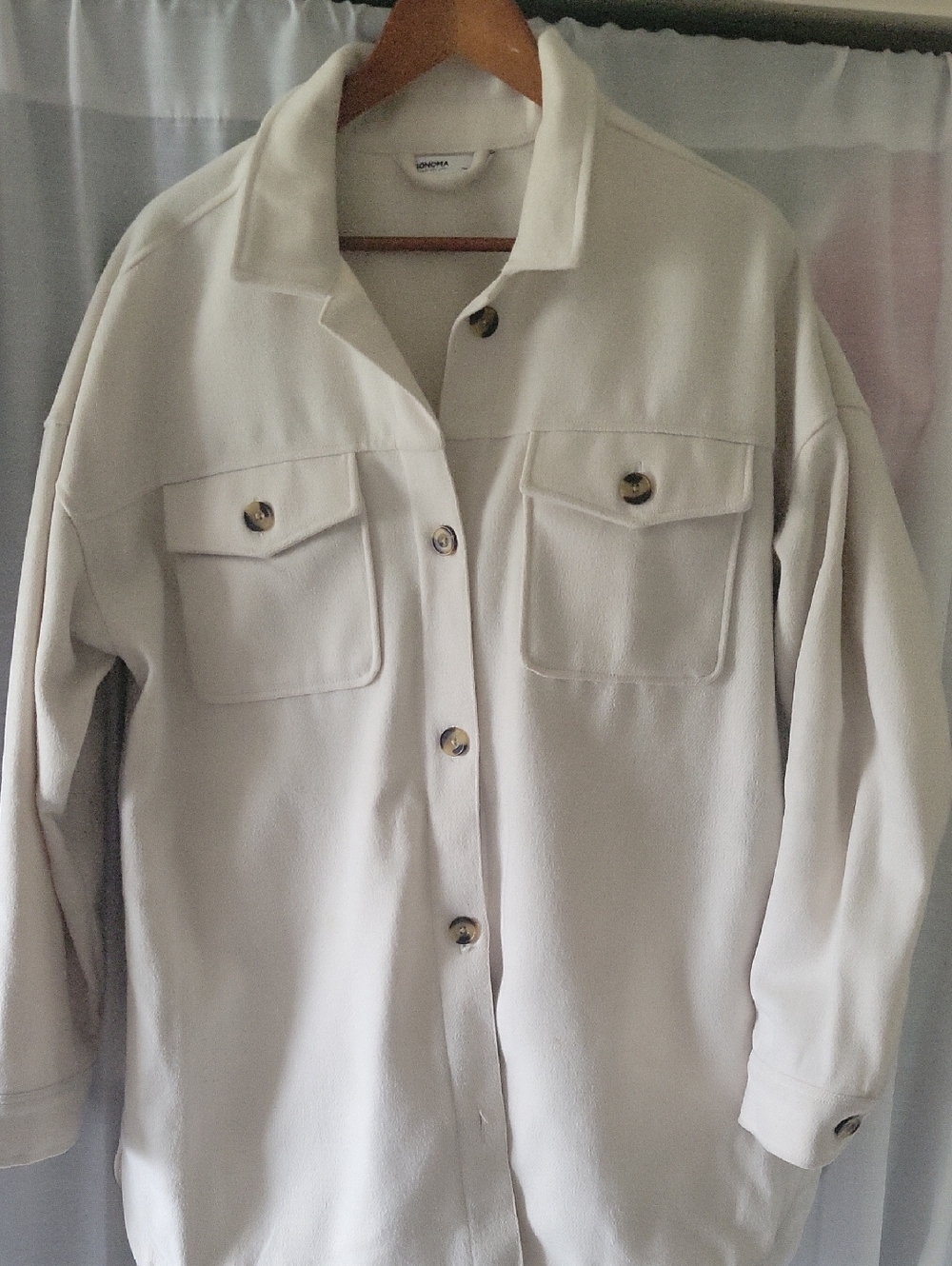 Sonoma Cream Button-Front Oversized Shacket